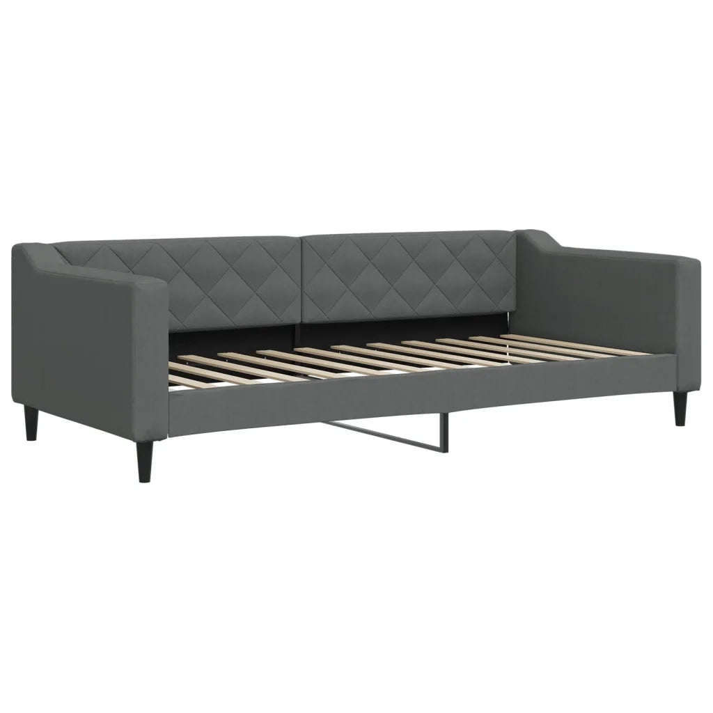 Divano Letto Estraibile Cassetti Grigio Scuro 90x200cm Tessuto