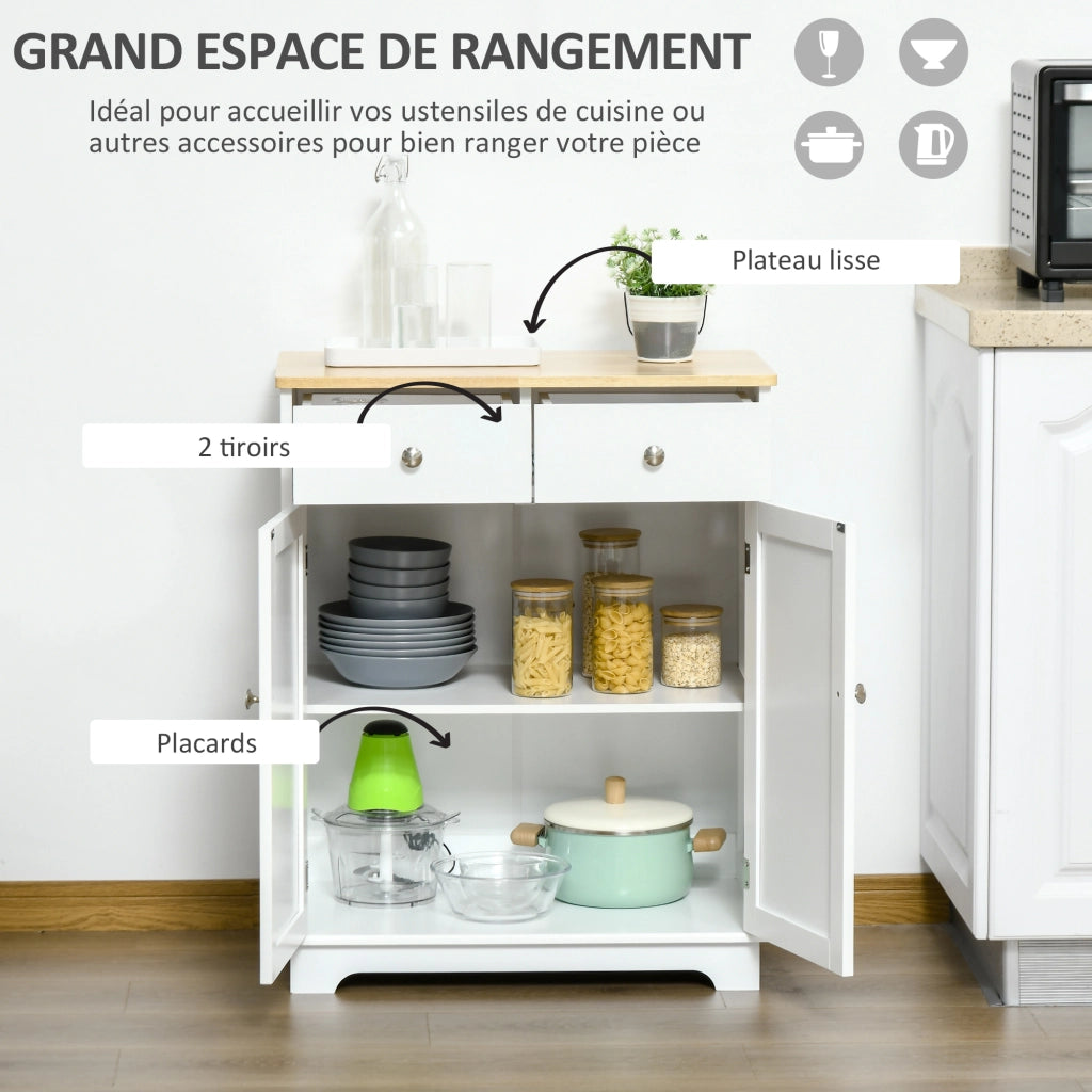 Armadio a due ante con cassetti e ripiano regolabile ¨C zephmum ¨C bianco e legno naturale