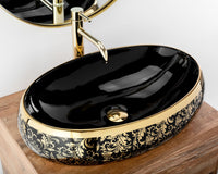 Lavabo Da Appoggio Rea Meryl Black / Gold