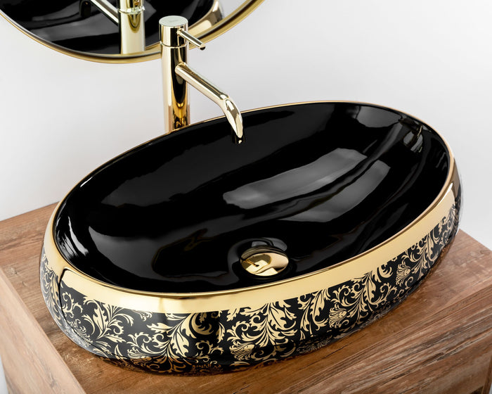 Lavabo Da Appoggio Rea Meryl Black / Gold