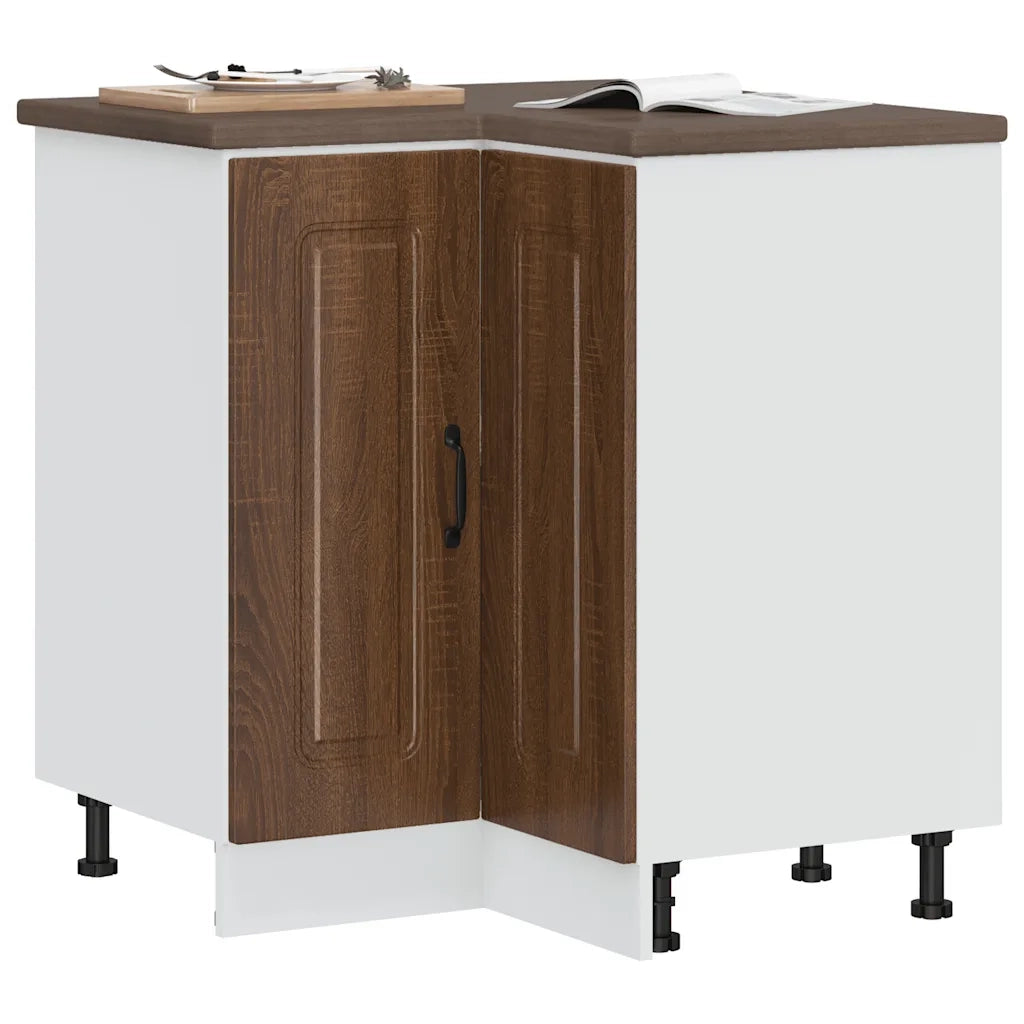 Pensile da cucina | Mobile Base ad Angolo Cucina Kalmar Rovere Marrone Truciolato