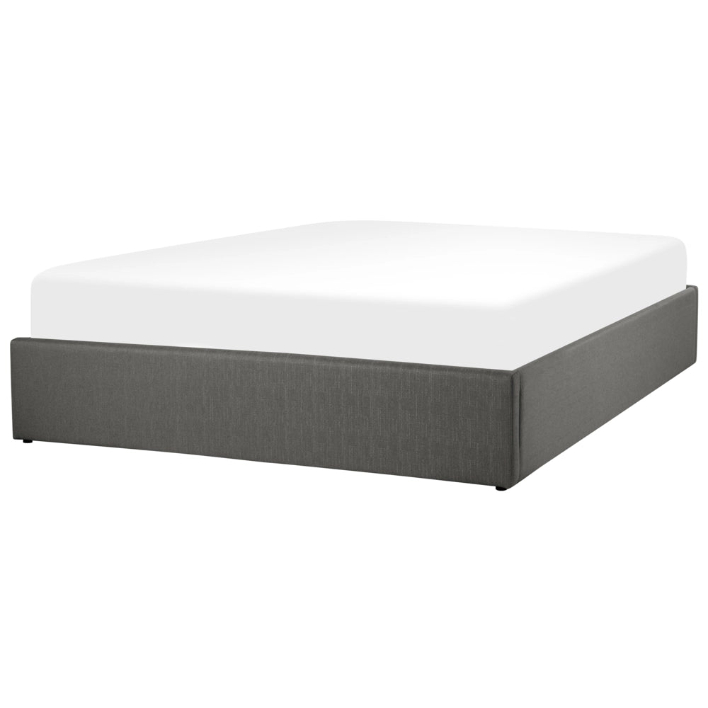 Letto a doghe Ottomana imbottita in tessuto poliestere grigio 160 x 200 cm Design moderno