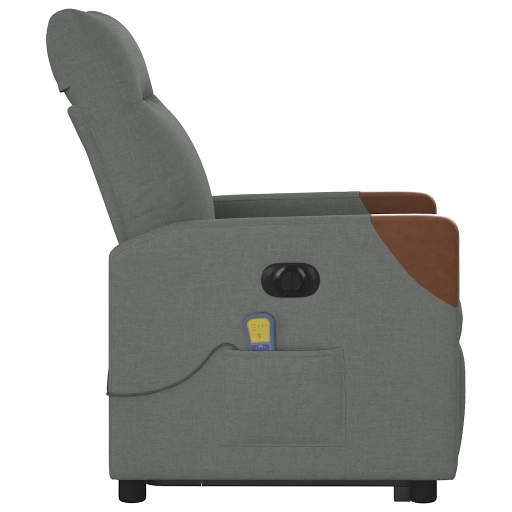 Poltrona Alzapersona Massaggi Elettrica Grigio Scuro Tessuto