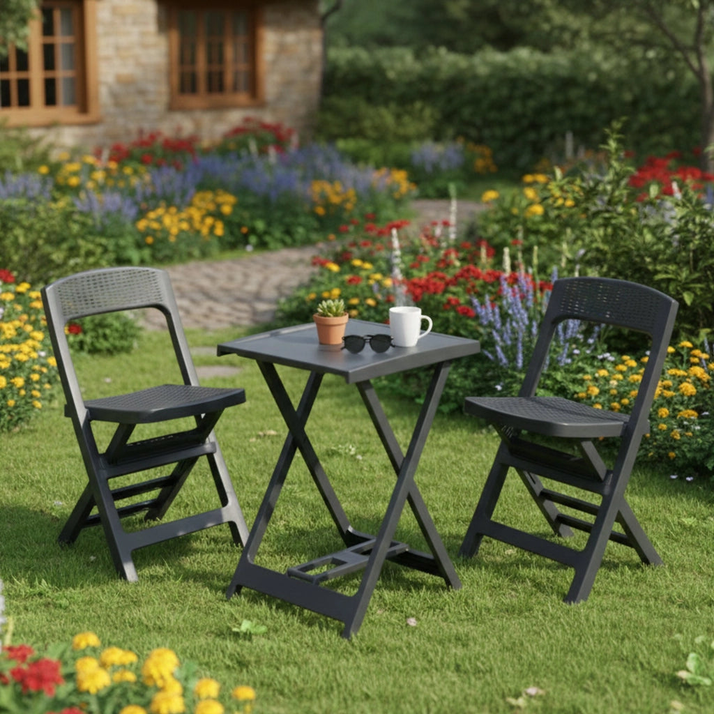 Salottino Outdoor Cassville, set Salotto da Esterno 2 Posti Made in Italy, Nero Antracite