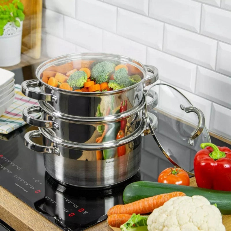 Klausberg KB-7142 Set per cottura a vapore in acciaio inox da 22 cm con inserti