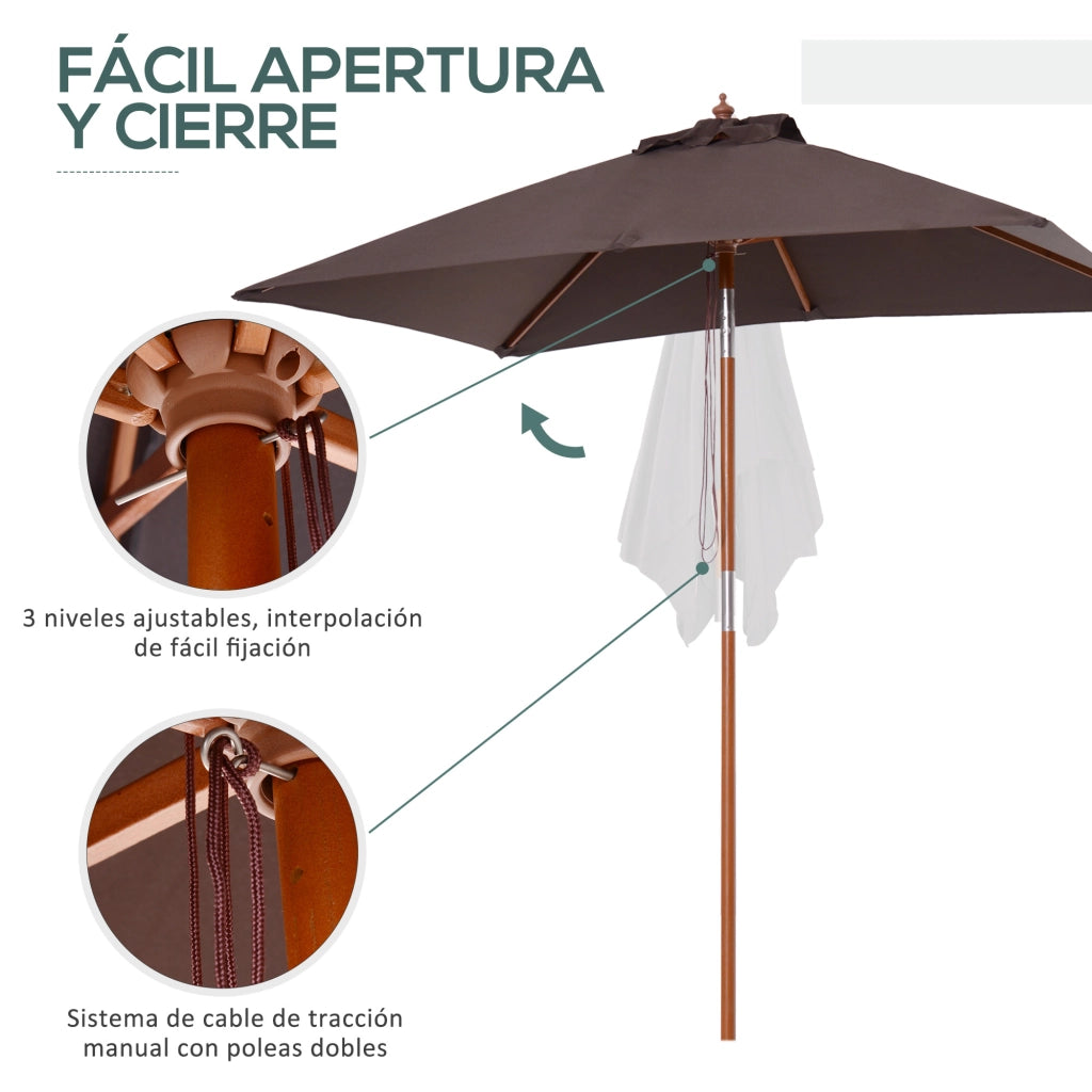 Ombrellone da Giardino Rettangolare Inclinabile ¨C zephmum ¨C Grigio 200x150x235 cm