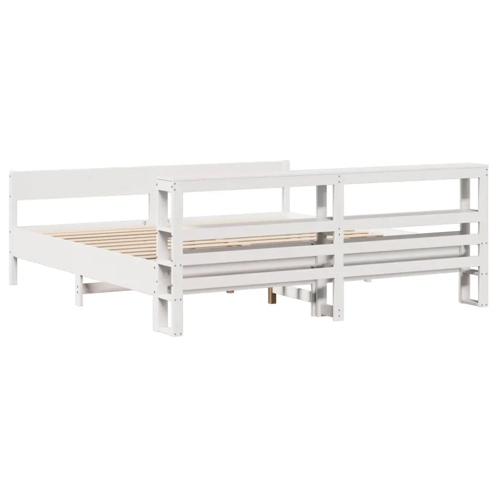 Giroletto senza Materasso Bianco 200x200 cm Legno Massello Pino 3306175