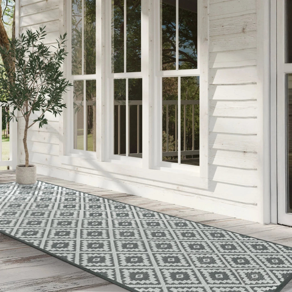 IDMarket - Tappeto per esterni BAHAMAS grigio 80 x 250 CM