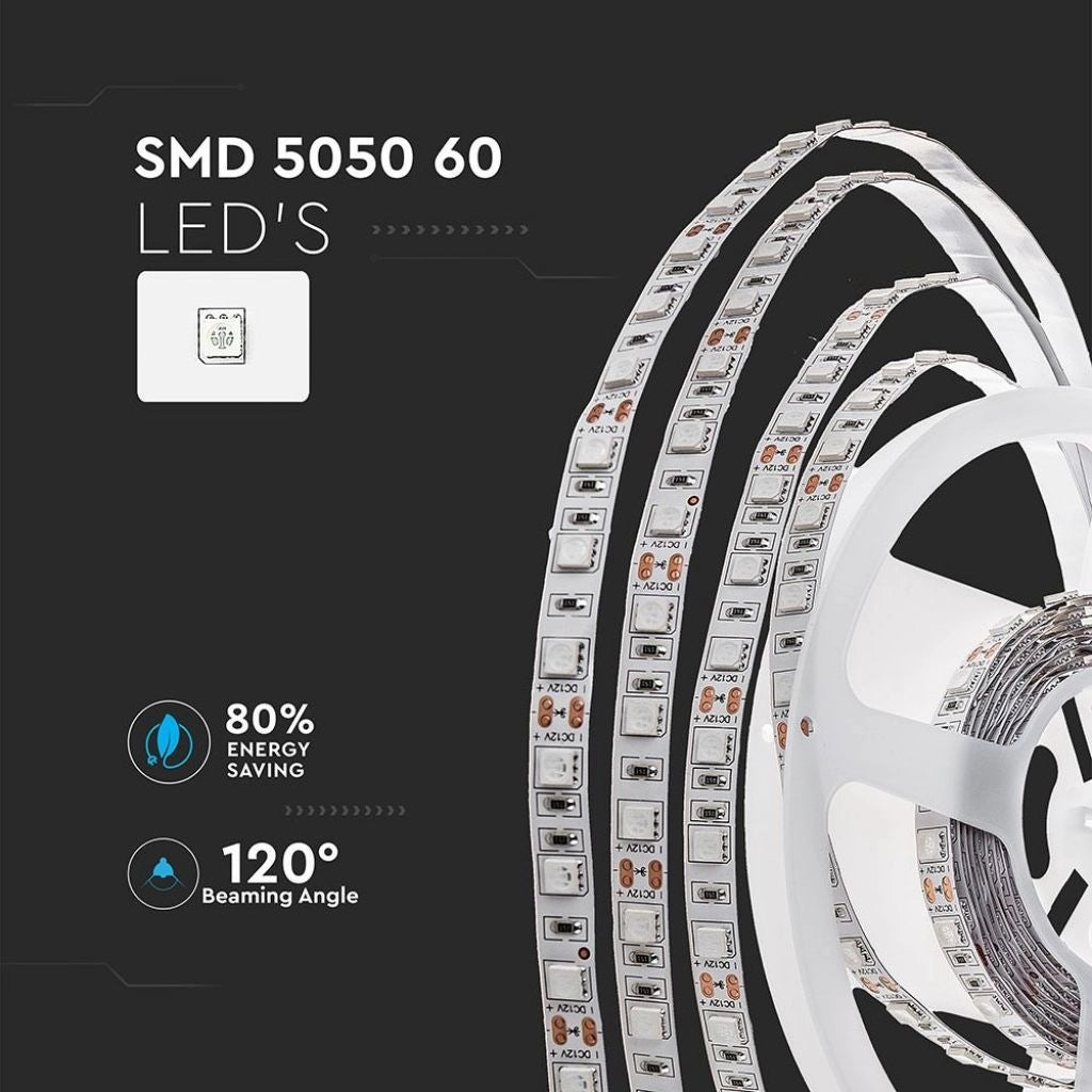 Striscia Strip LED SMD5050 9W/m 5m 60 LED/m 12V 6400K IP20 10mm SKU 2126