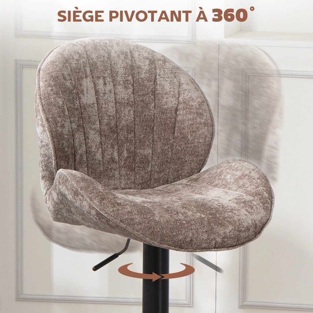 Sgabelli da bar ¨C zephmum ¨C Marrone, Struttura in metallo, Regolabile in altezza