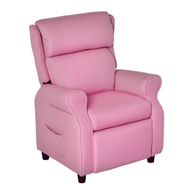 Poltroncina per bambini rosa con schienale reclinabile poggiapiedi e braccioli per il relax