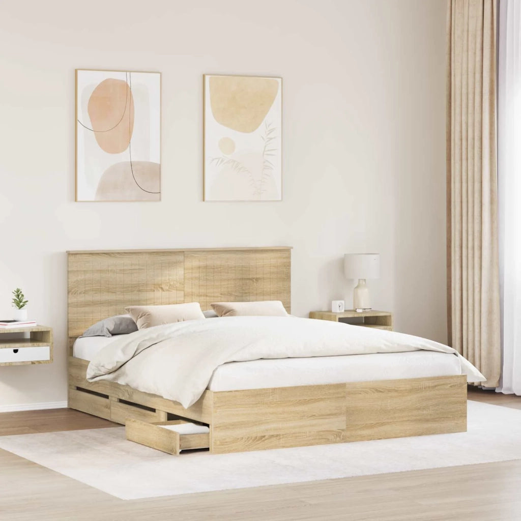 Struttura del letto con cassetto Rovere Sonoma 160 x 200 cm