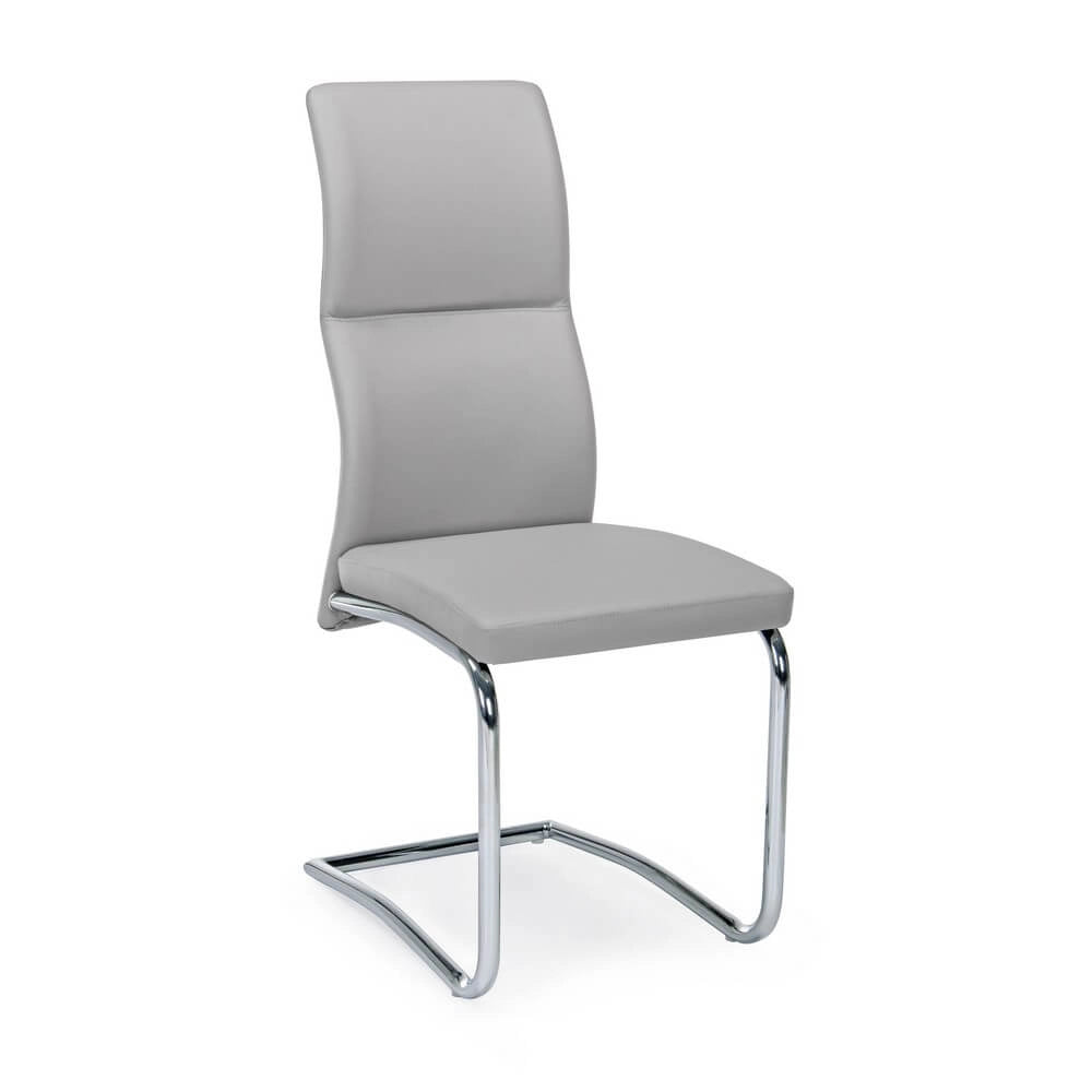 Set di 4 Sedie Imbottite in Similpelle con Gambe Cromate - ASHER