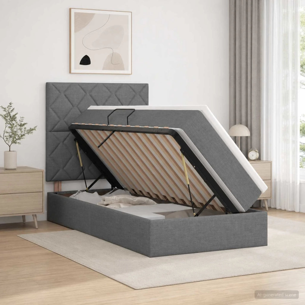 Letto con contenitore e materasso Grigio Scuro 90 x 190 cm 3459535