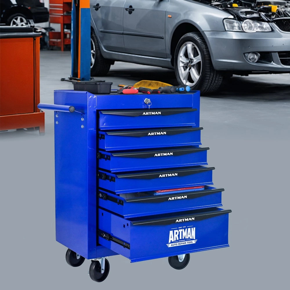 Cassettiera Porta Utensili su Ruote ¨C MINIMAL ¨C 6 Cassetti, Metallo, Nero e Blu