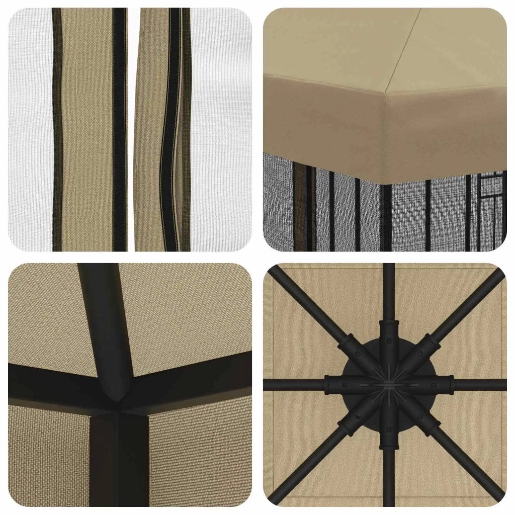Gazebo | Pergolato da giardino con pareti laterali 3 x 3 m Beige