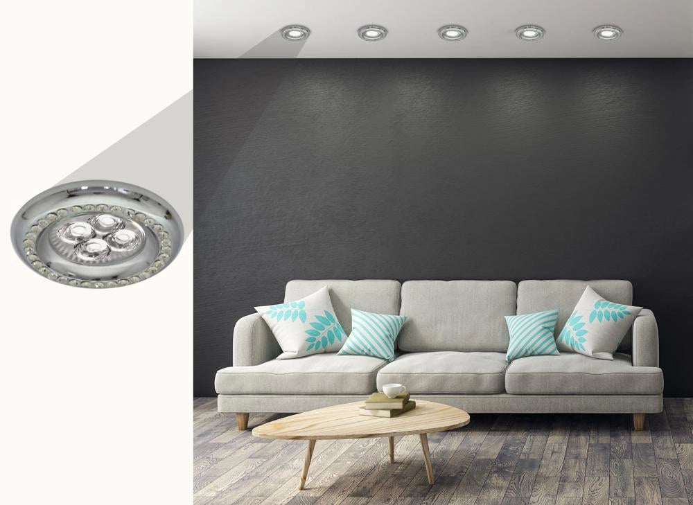 Plafoniera rotonda cromata con cristalli 1xGU10 Candellux
