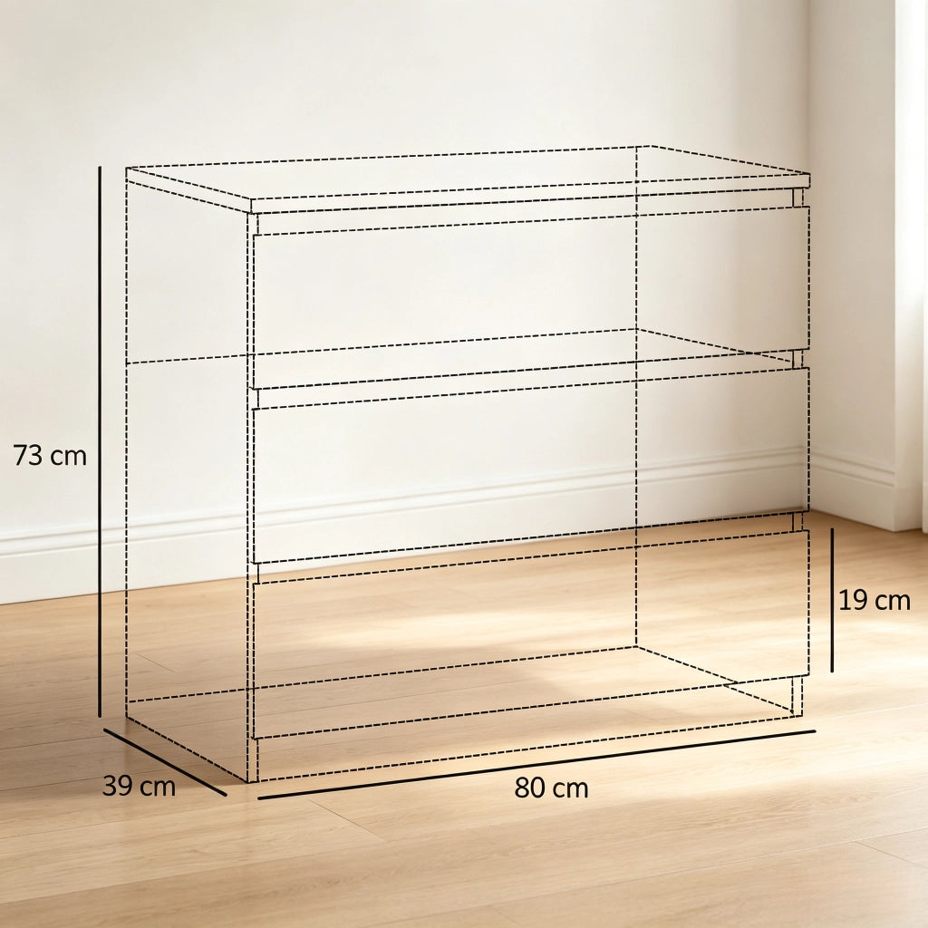 CASSETTIERA 3 CASSETTI 80 x 39 x 73 cm Bianca