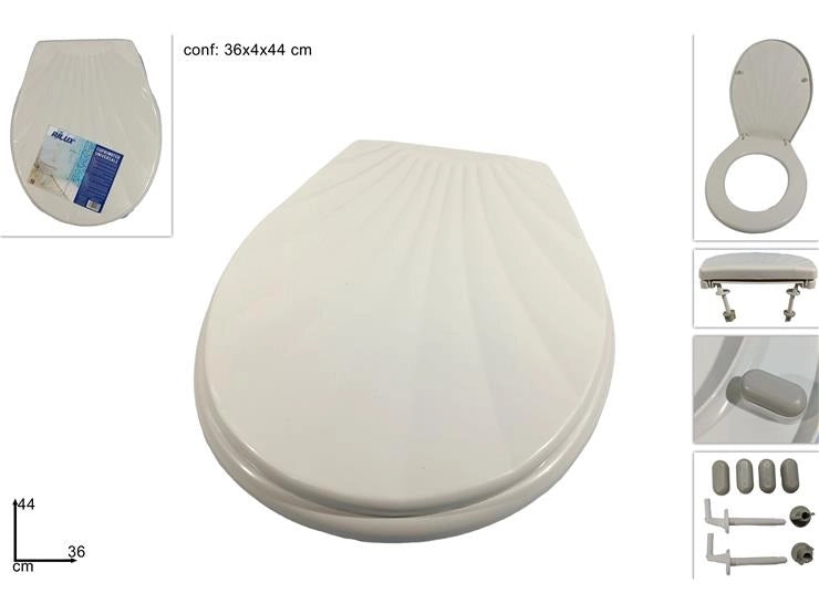 Copriwater Bagno in Plastica Universale Bianco Sedile WC 44 x 36 cm