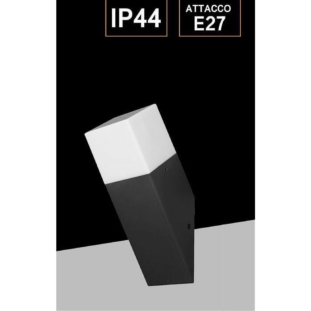 Trade Shop - Applique A Muro Obliquo Esterno Attacco E27 In Alluminio Lampada Parete Ip44 B250 - Nero