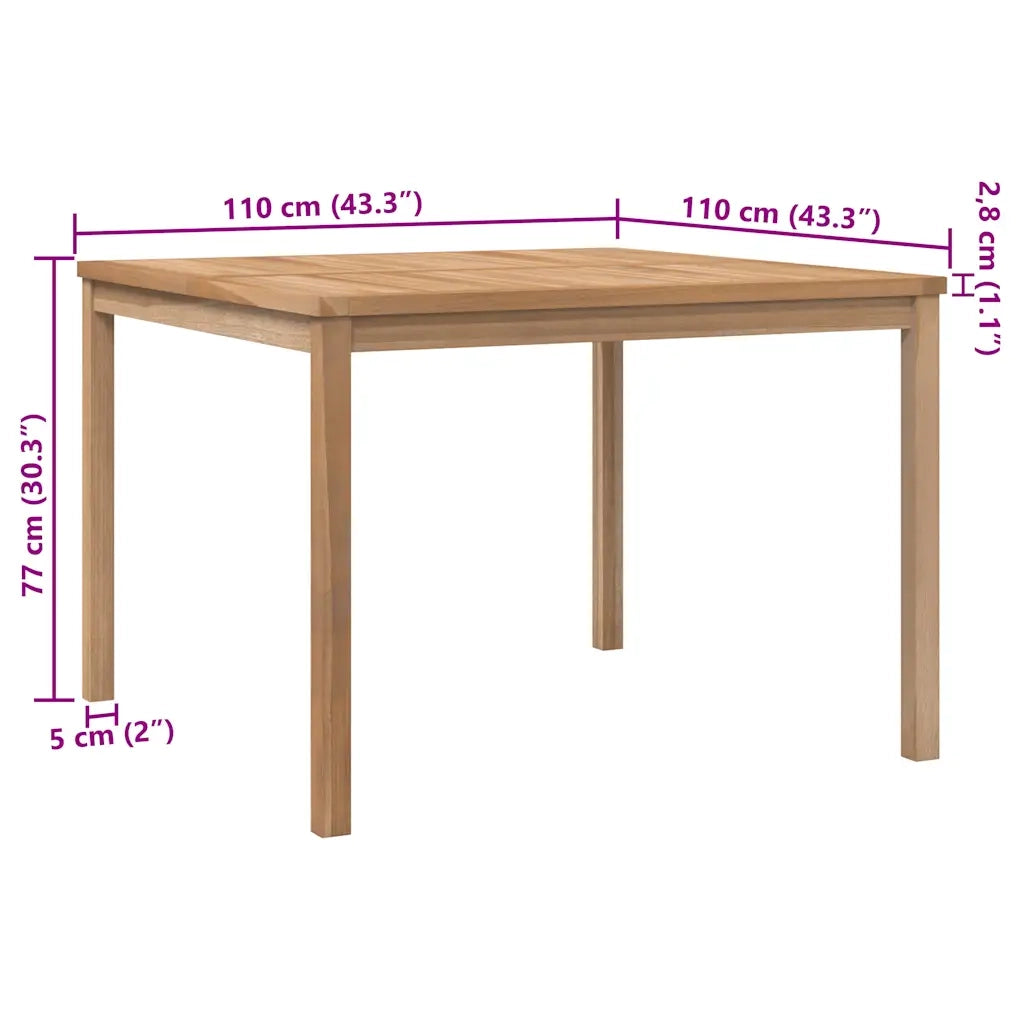 Tavolo da Pranzo per Giardino 110x110x77 cm in Massello di Teak 316637
