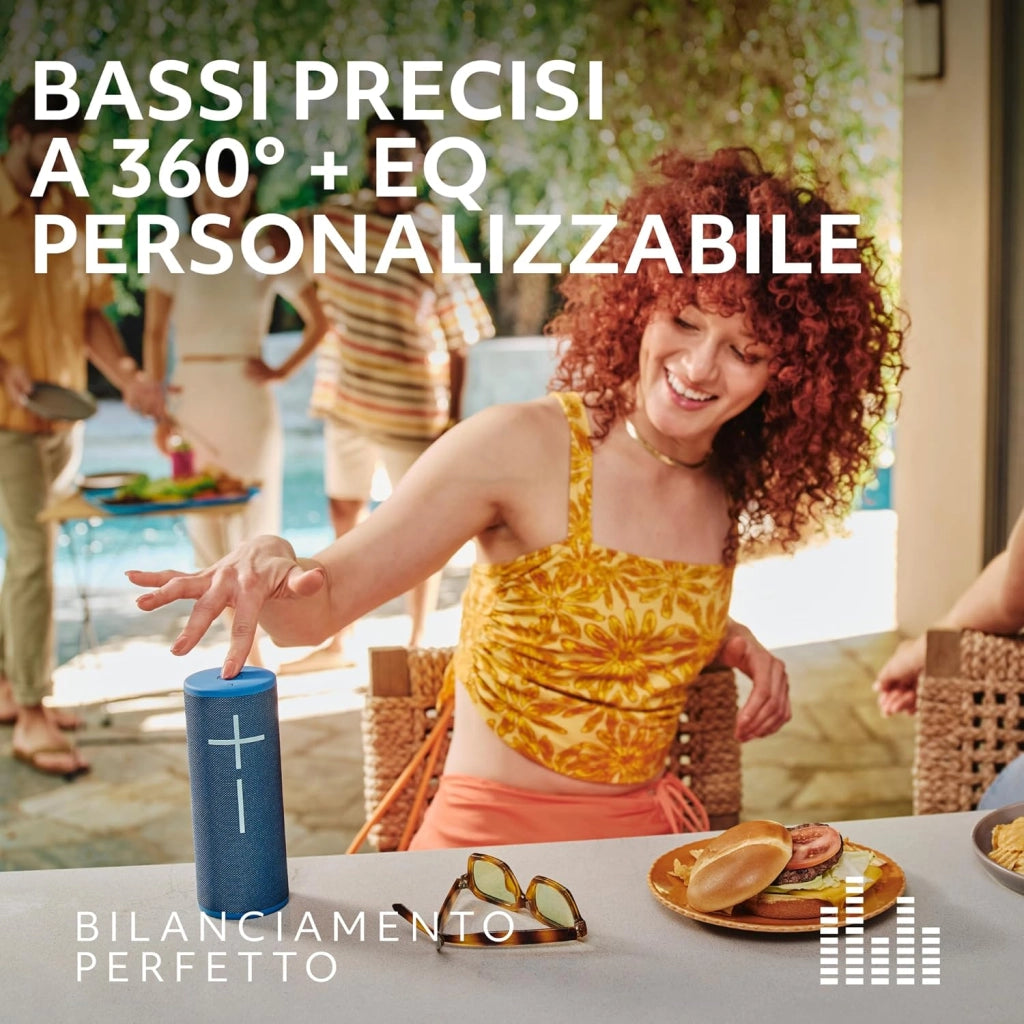 Ultimate Ears BOOM 4, altoparlante portatile Bluetooth, impermeabile e galleggiante, con suono a 360° potente, avvolgente e cristallino, 15 ore di batteria e raggio d’azione di 45 m, USB-C - Blu