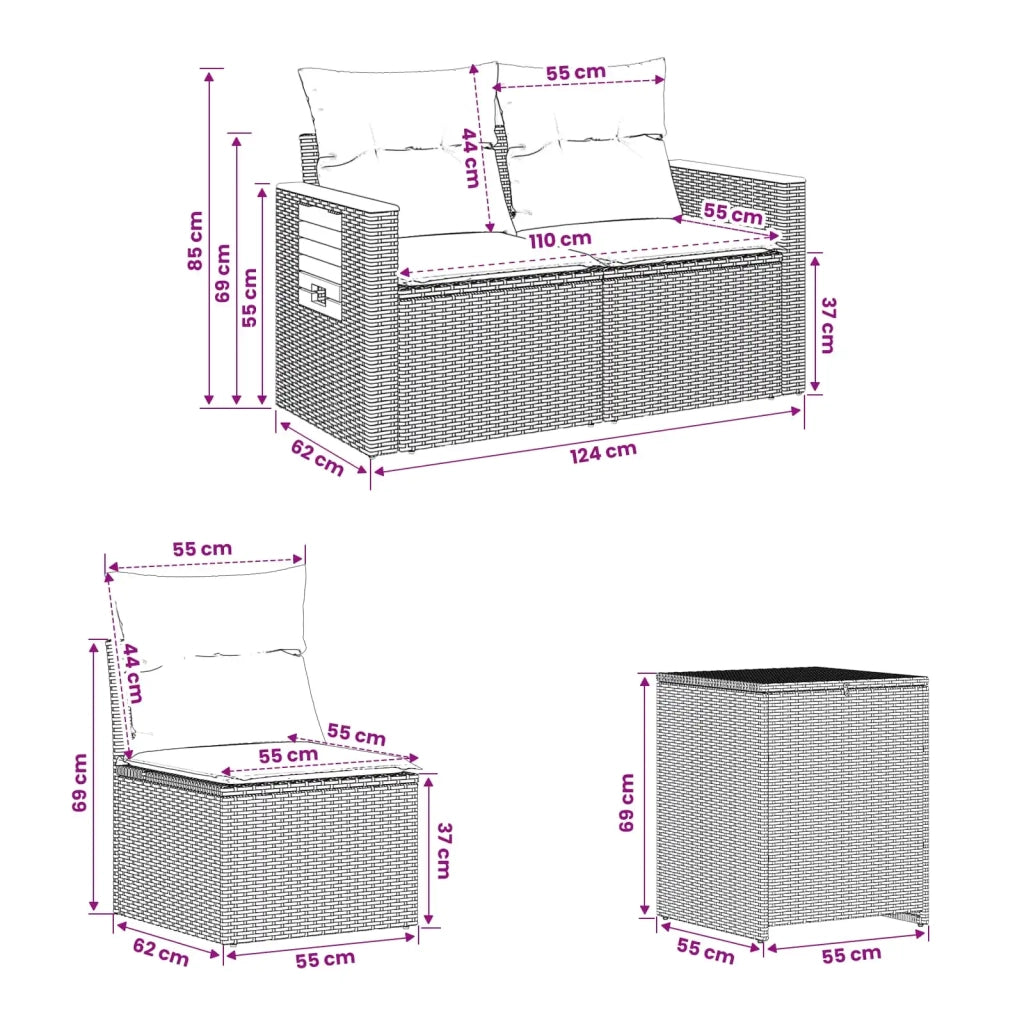 Set di divani 7 pz Grigio e Blu Navy 123 x 62 x 69 cm 3448875