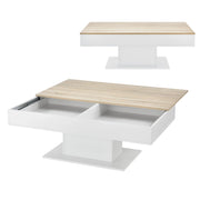 Tavolino con 2 vani portaoggetti 110 cm effetto rovere bianco 03_0006148
