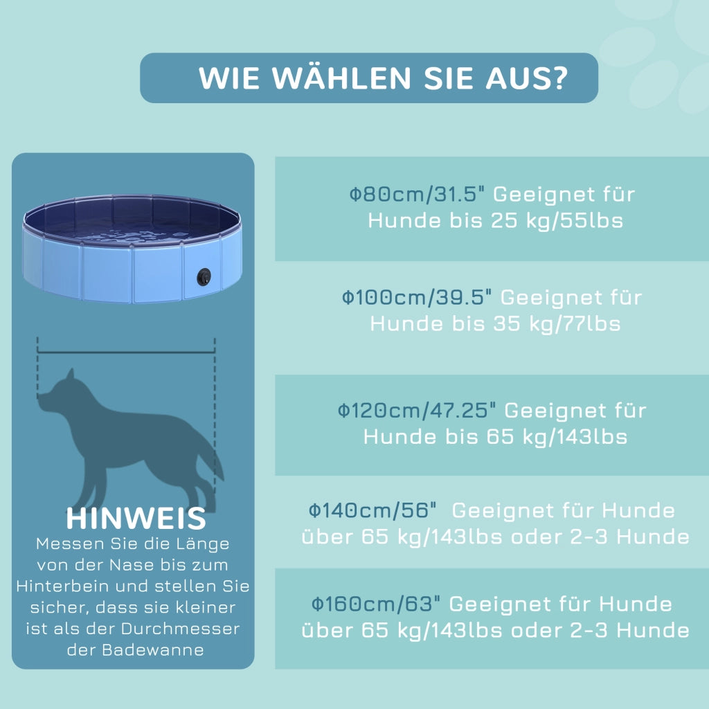 Vasca da bagno per cani e gatti pieghevole ¨C zephmum ¨C Plastica+Legno Blu ?80x20 cm