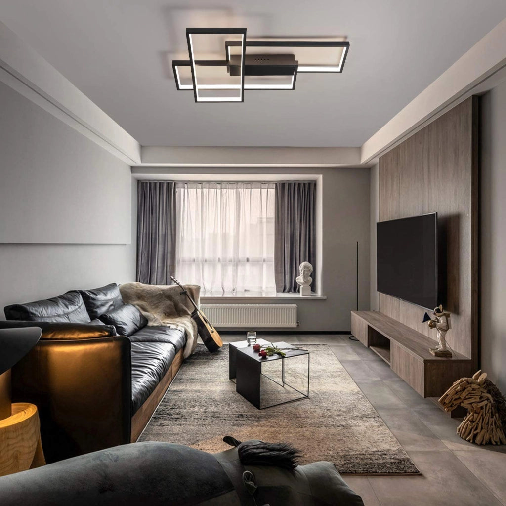 ZMH Lampada da soffitto plafoniera LED nera dimmerabile 65W telecomando moderna multifunzionale
