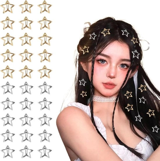 Set di 30 clip per capelli Y2K accessori in argento e oro. Aggiungi alla tua collezione.