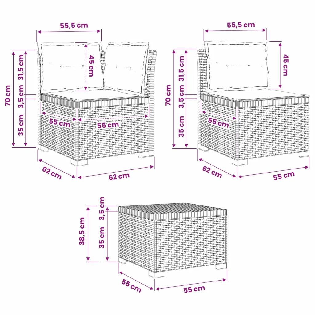 Divano da Giardino a 4 Posti con Cuscini in Stile Rattan PP 3443875