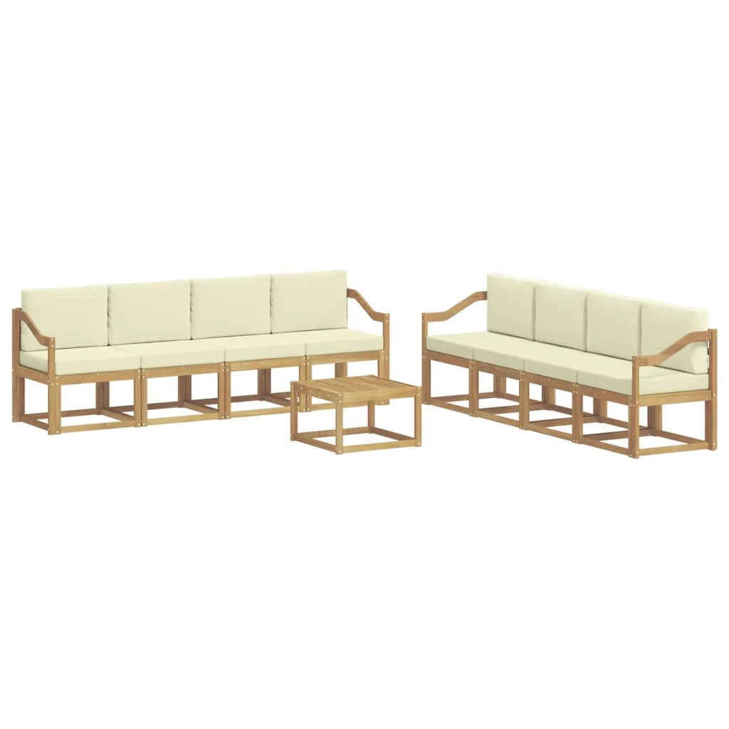 Set di divani da esterno con cuscino 9 pcs Bianco e Crema 3387434