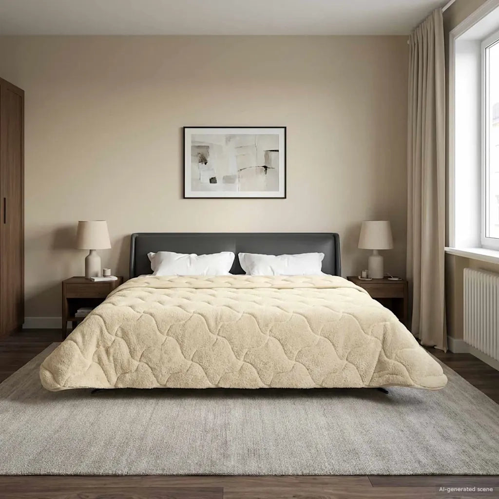 Duvet Estivo Crema 220 x 260 cm Microfibra e Fleece Teddy 42026227