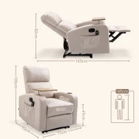 Poltrona Massaggiante e Reclinabile con Poggiapiedi e Telecomando, in Microfibra, 77x93x105 cm, Beige
