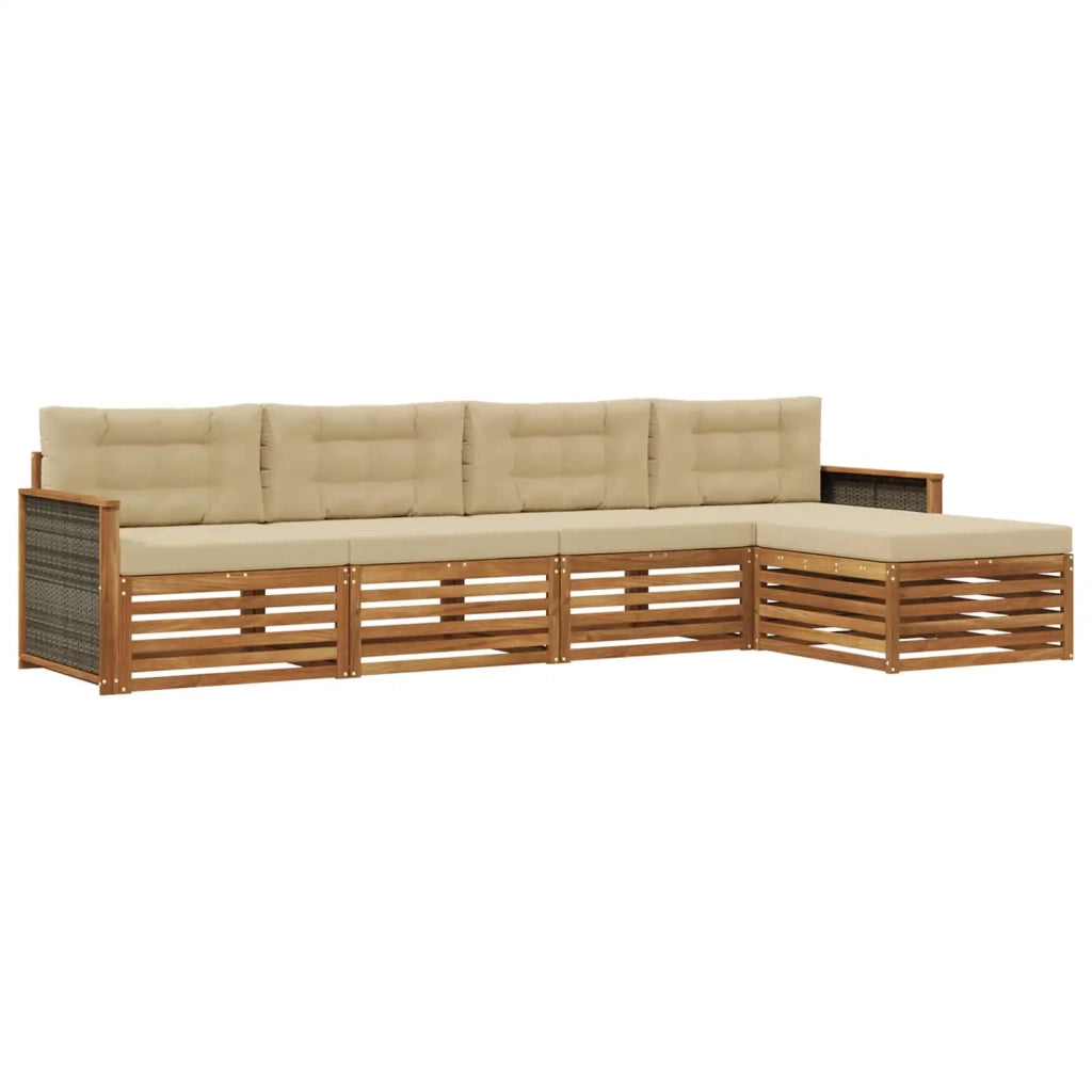 Set di divani da esterno 5 pz Naturale e Beige 3383231