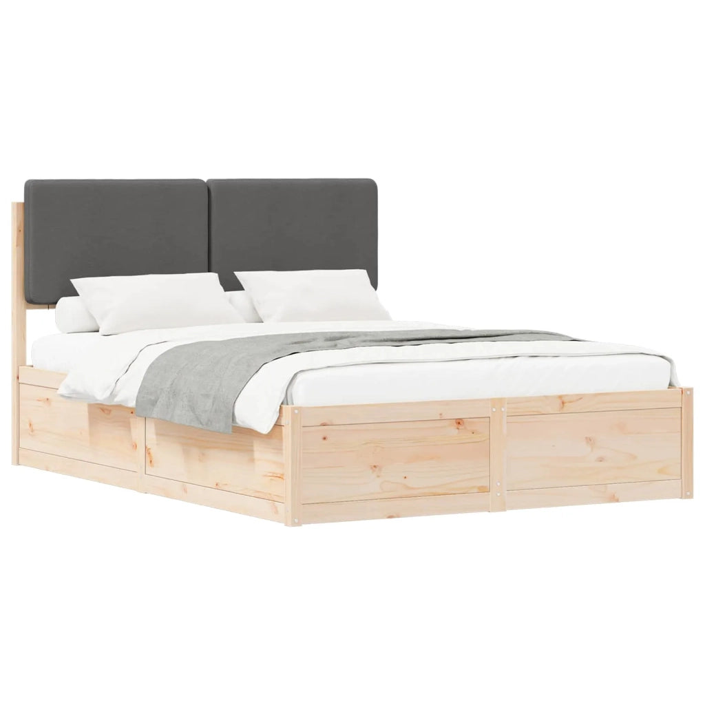 Letto con Testiera Rivestita Grigio scuro 135 x 190 cm