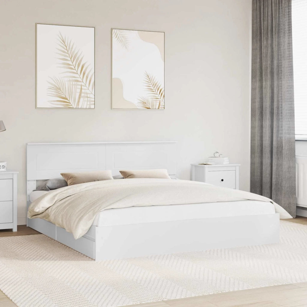 Letto con Contenitore Bianco 180 x 200 cm Legno multistrato 3408431