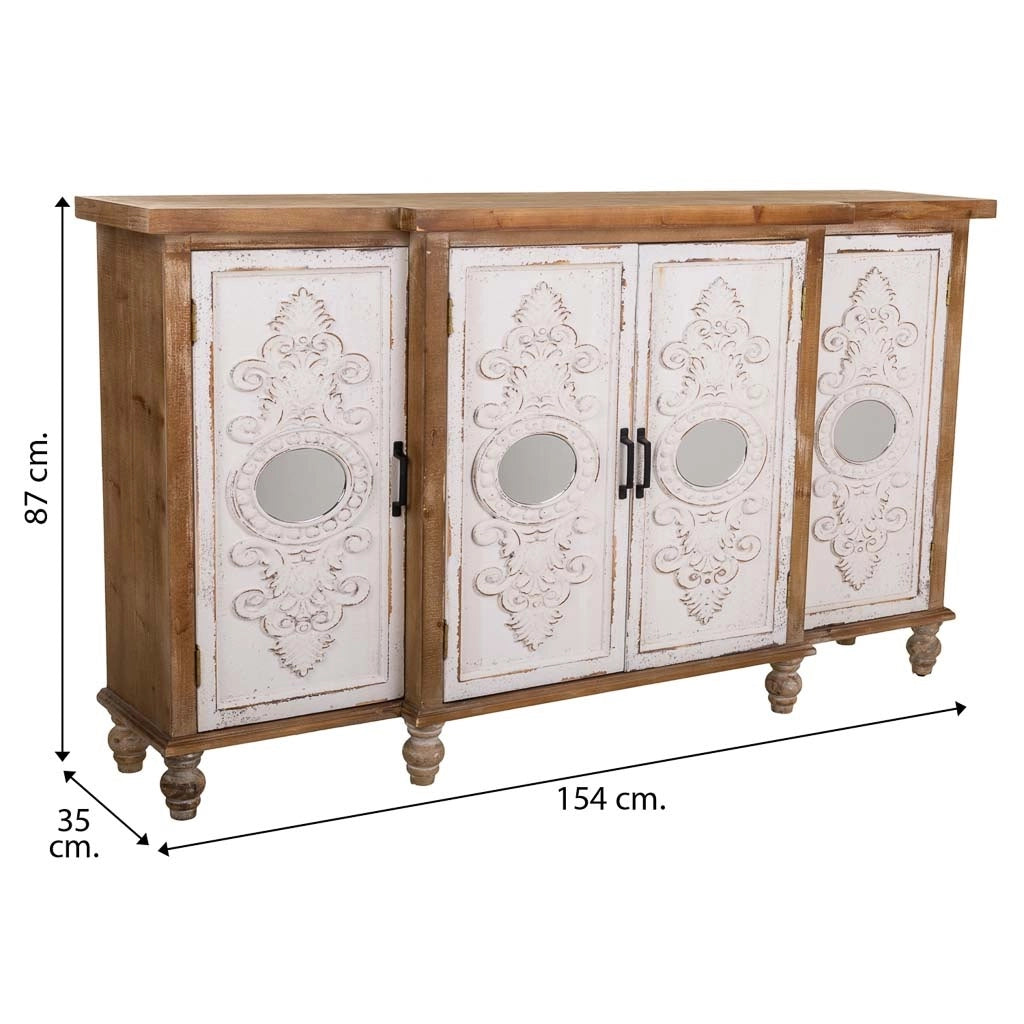 Credenza in legno intagliato marrone 154x35x87h