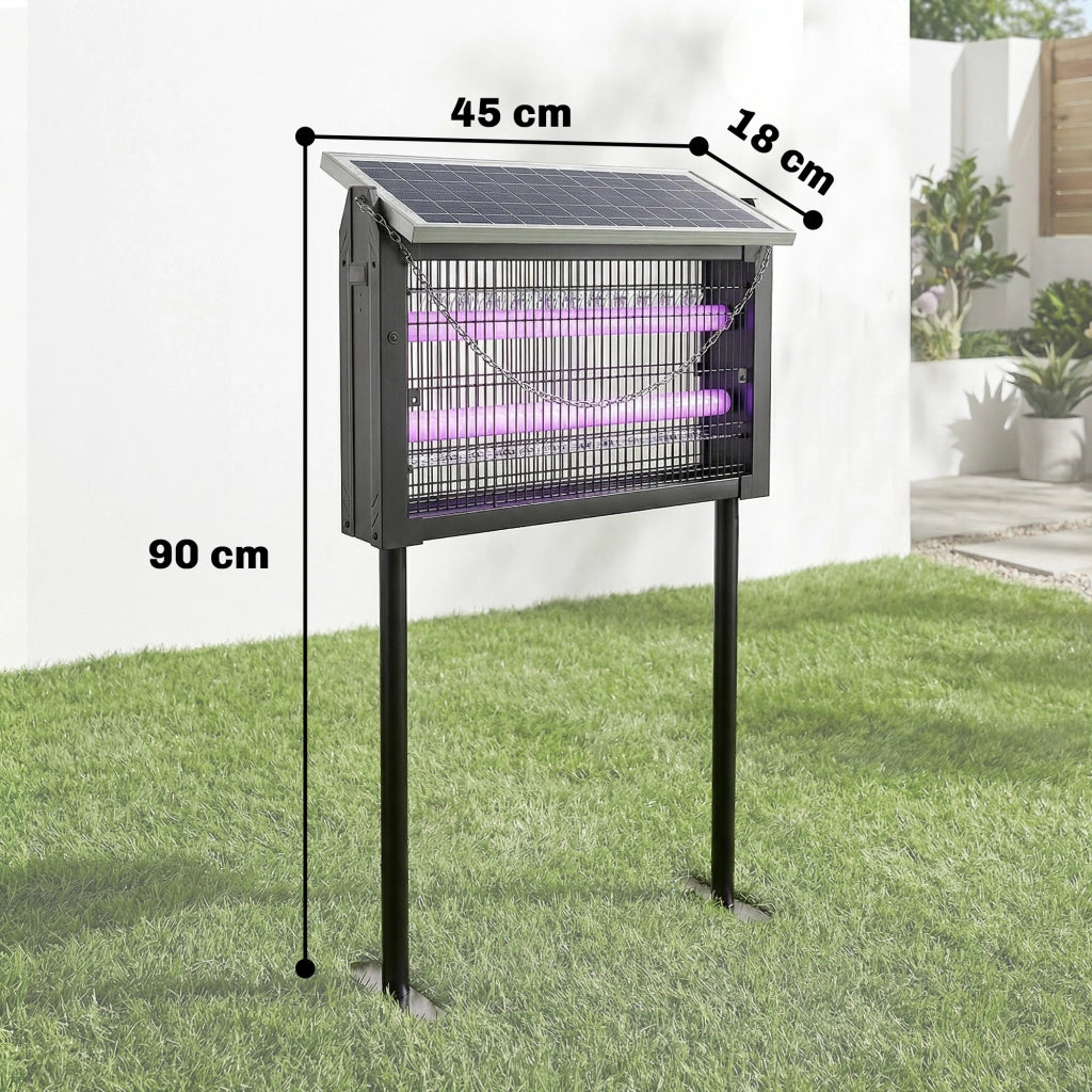 Lampada Antizanzare da Esterno 45x18x90 cm a Energia Solare con Rete di Protezione Nero