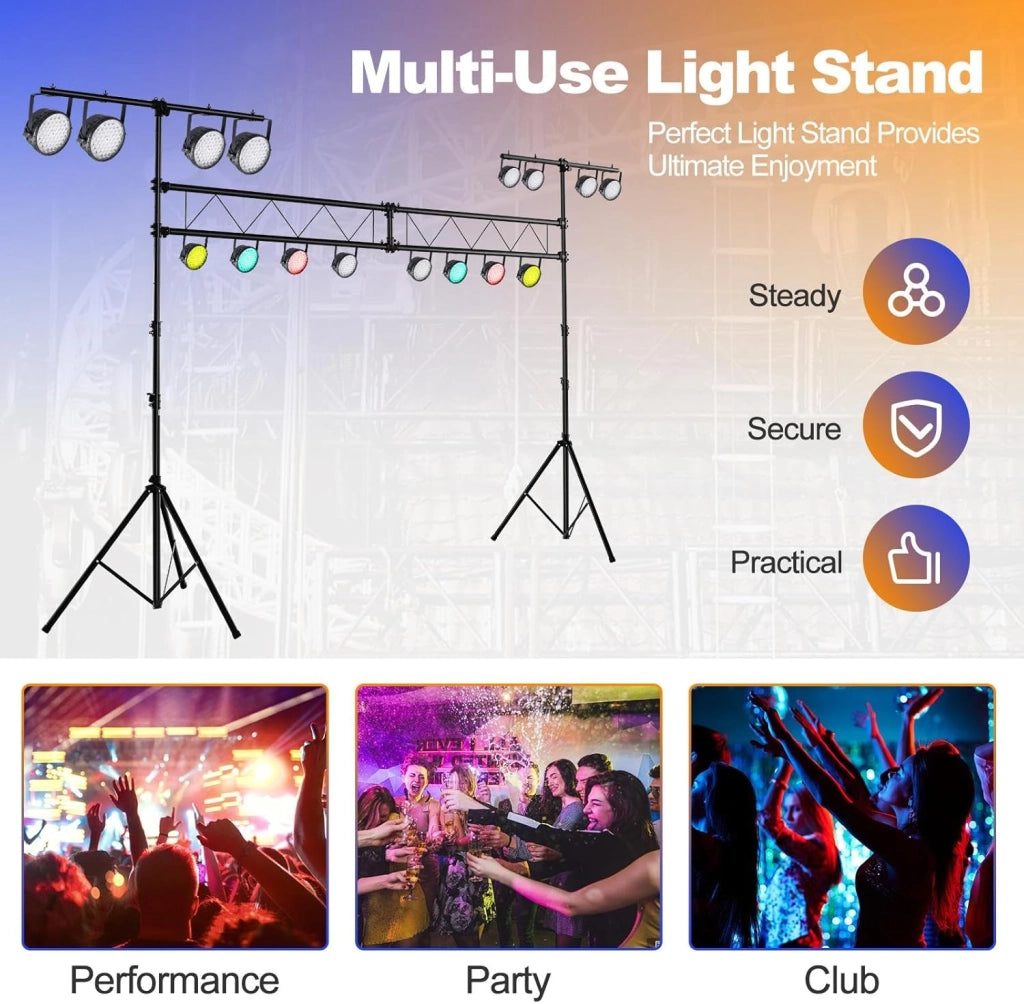 Stativo Luci, Supporto Luce per DJ Altezza Regolabile 180-360 CM, Stand Luci DJ in Metallo con 32 Punti di Fissaggio, per Illuminazione Fino a 100 KG
