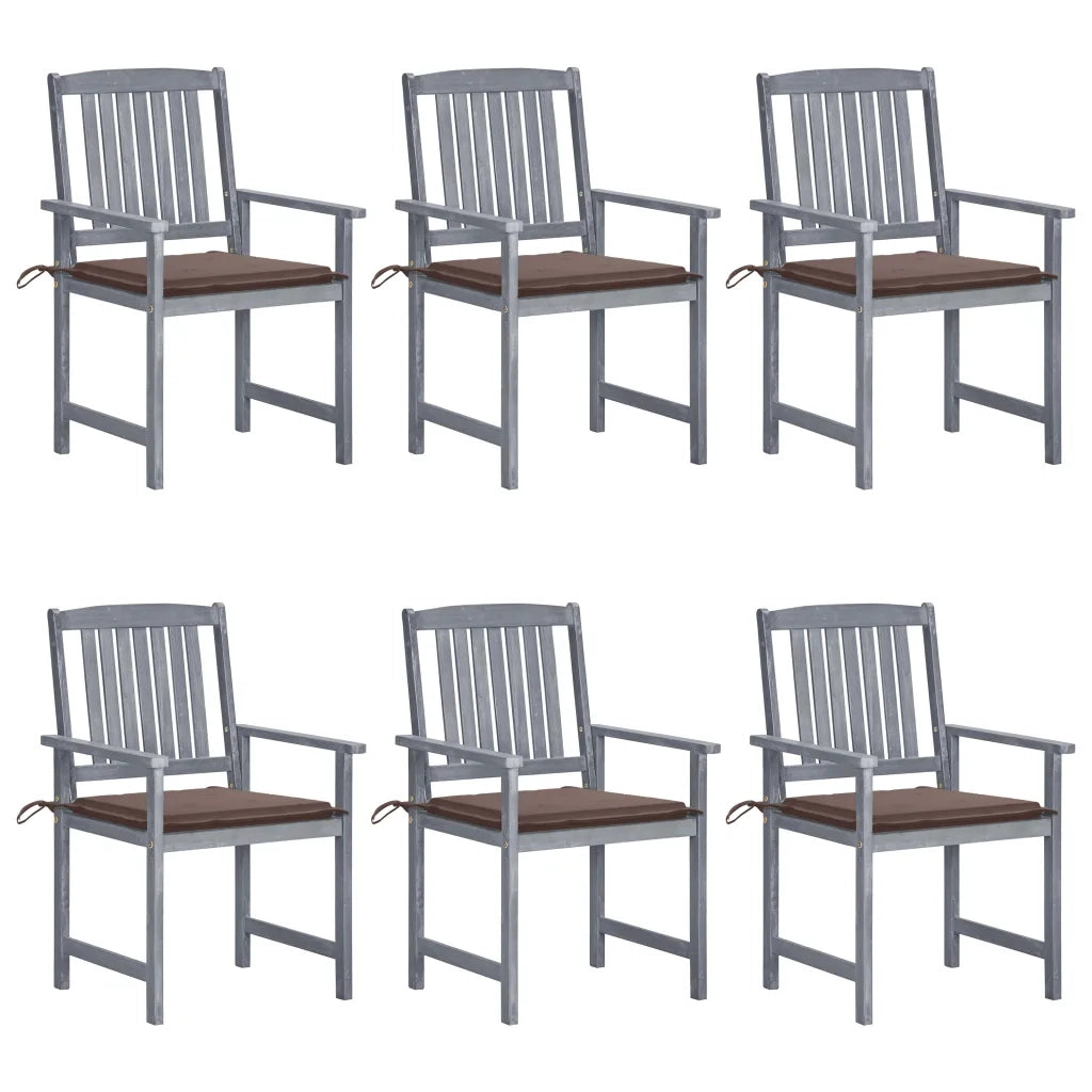 Sedie da Giardino con Cuscini 6 pz in Massello di Acacia Grigie cod mxl 76247