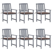 Sedie da Giardino con Cuscini 6 pz in Massello di Acacia Grigie cod mxl 76247