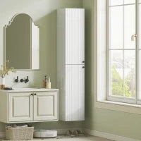 Mobiletto da Bagno a Parete con 6 Ripiani, Superficie Laccata, MDF, Bianco