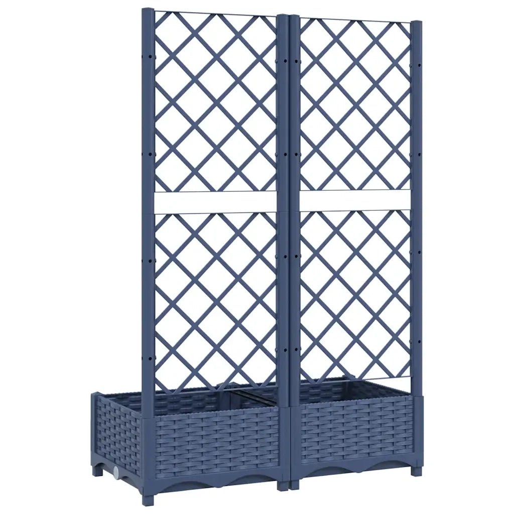 Fioriera | Cassetta per fiori | Vaso da giardino con traliccio blu grigio 80x40x121,5 cm PP