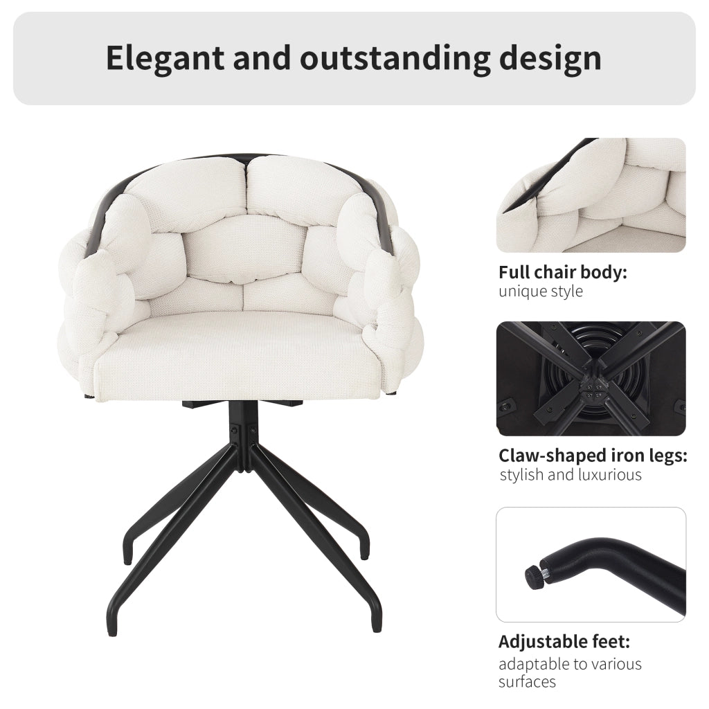 Sedia da Pranzo Girevole 360¡ã ¨C MINIMAL ¨C Beige, Schienale, Imbottita, Stile Moderno
