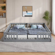 Letto basso per bambini 2 posti 90x200 cm con sponde grigio