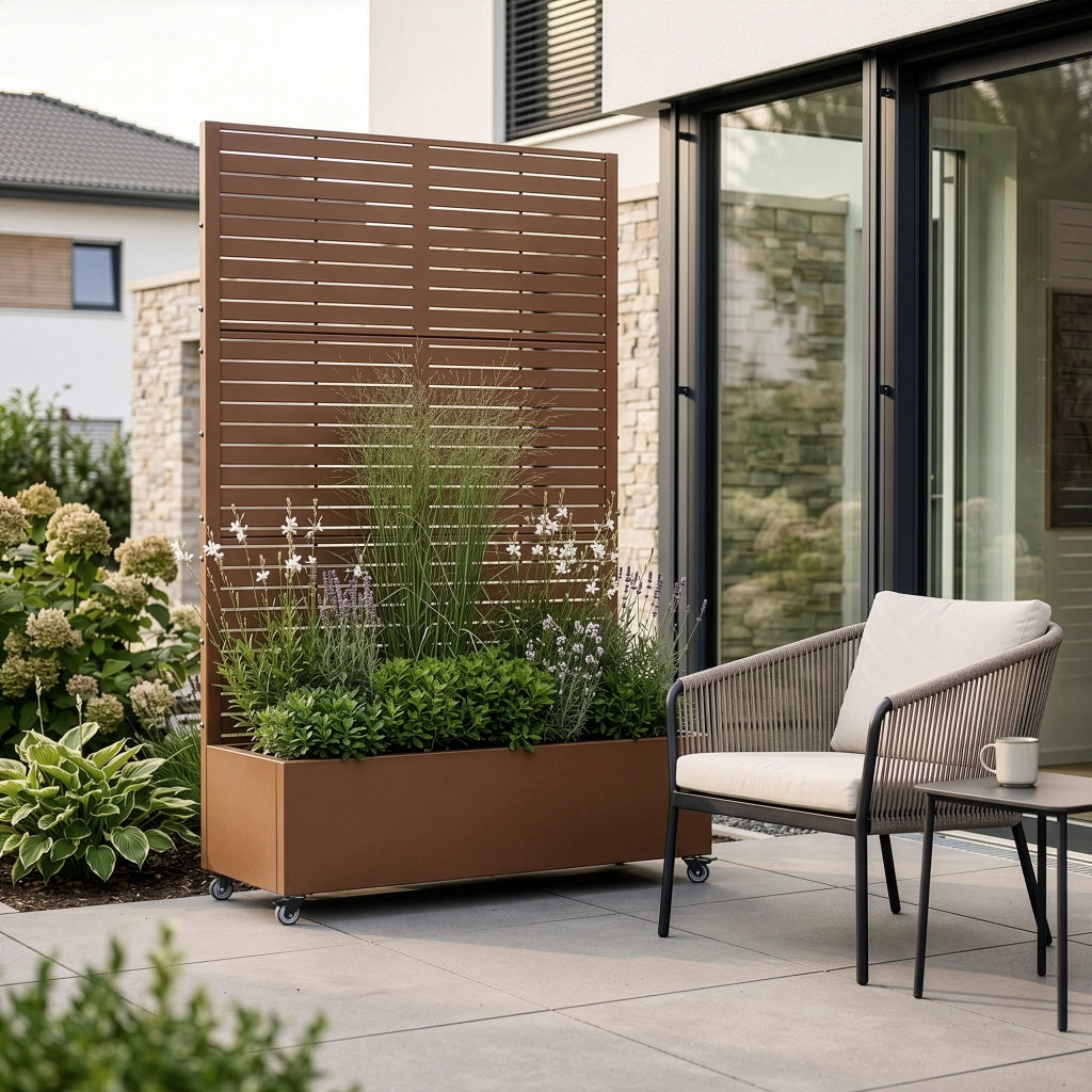 Fioriera con Spalliera Nodepp in Acciaio 190 x 120 x 38 cm - Marrone casa.pro