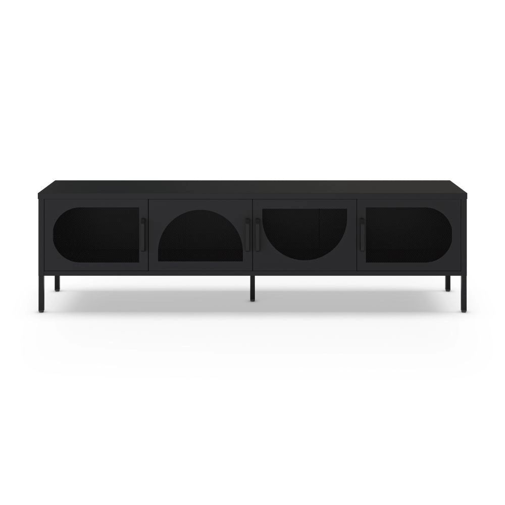 Porta TV in metallo Tayra con 4 ante reticolate nero 180x35x50H – Stile moderno e anima industrial