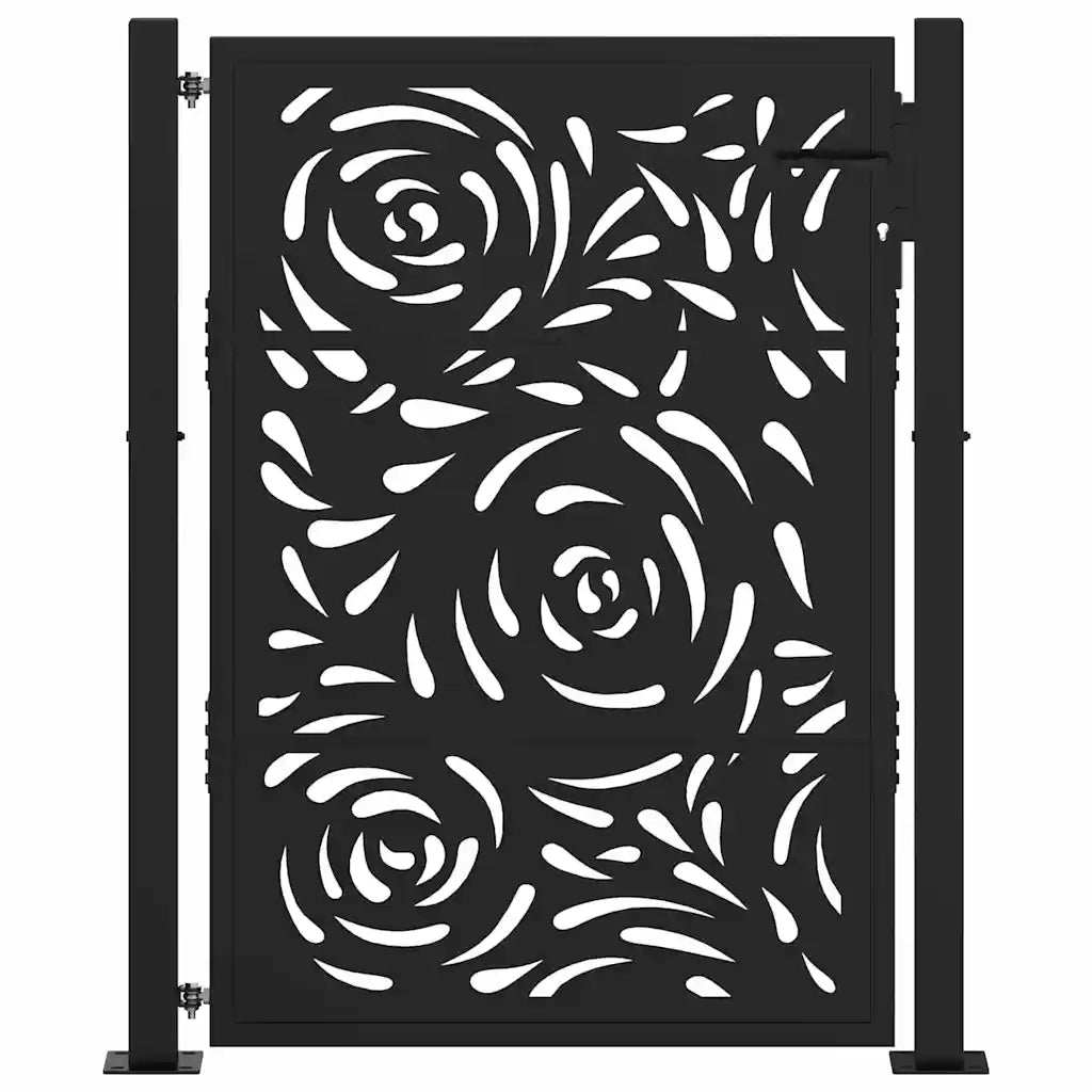 vidaXL Cancello Giardino Nero 105x130 cm in Acciaio Design a Fiamma